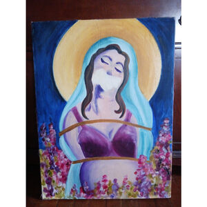 Oil Painting Virgin Mary Bondage Art 24"x18"